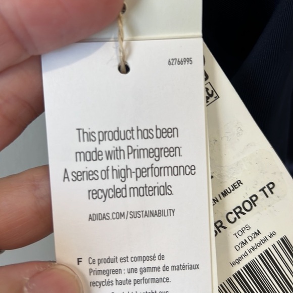 Adidas cropped athletic top size L NWT blue and purple scooped back with mesh - Picture 13 of 13